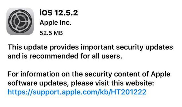 同仁苹果手机维修分享iOS12.5.2发布，建议所有老苹果用户安装 